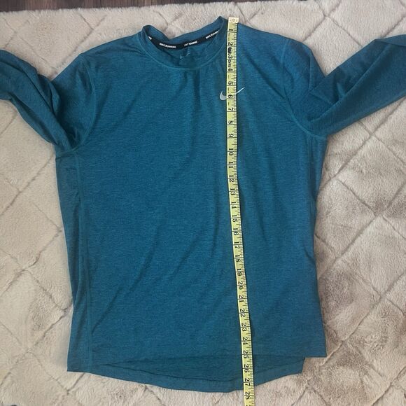 Nike Dri Fit Large Move to Zero Running Shirt Green Long Sleeve Crew Neck - Picture 4 of 11